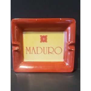 Vtg Maduro MCM Imported Tobacco Advertising Ceramic Cigar/Cigarette Ashtray